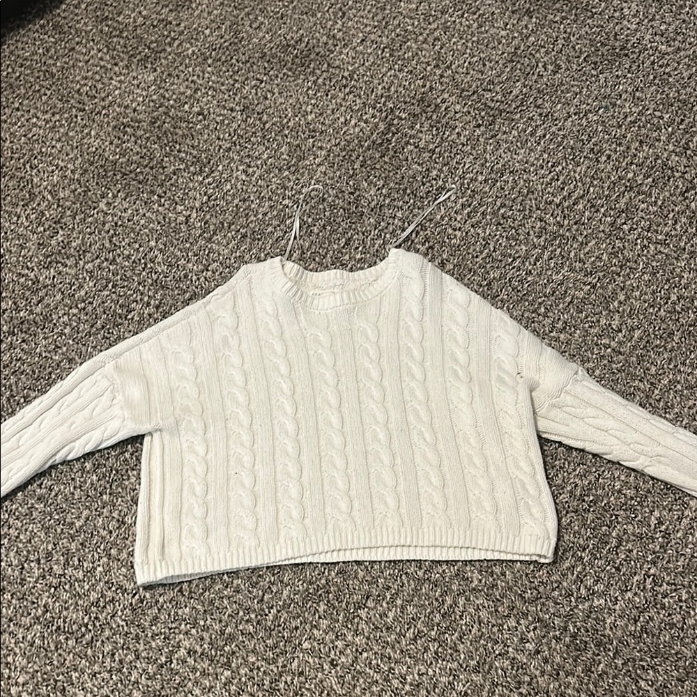 Aeropostale Cream Cable Knit Crew Neck Sweater